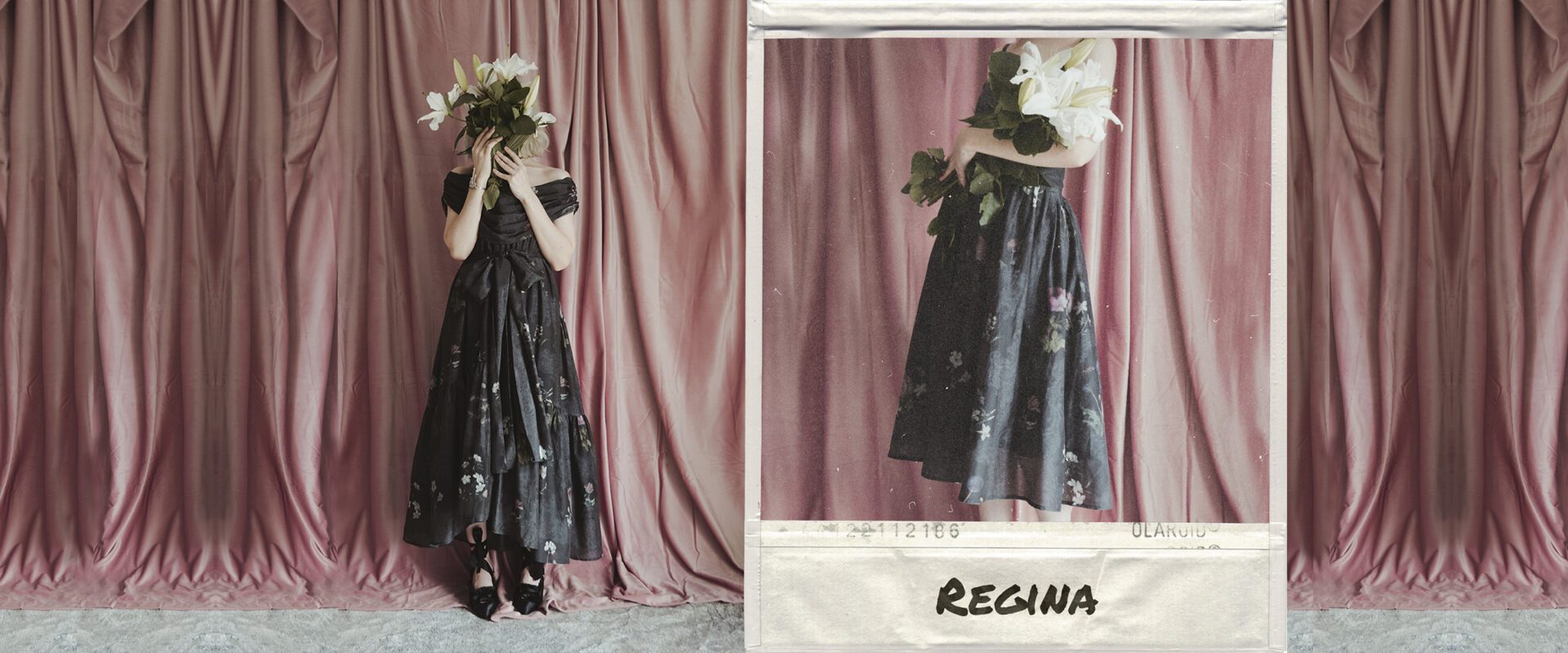 KANEKO dark floral silk chiffon gown Regina collection pre-order