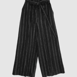 The piece is inspired by traditional Japanese hakama trousers. It is a pair of wide-legged trousers with a high waistband.