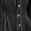 Fitted, single-breasted cotton velvet jacket with narrow peak lapels, released tucks at the waist, side seam pockets, and a softly pointed front hem.