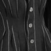 Fitted, single-breasted cotton velvet jacket with narrow peak lapels, released tucks at the waist, side seam pockets, and a softly pointed front hem.