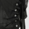 Fitted blouse with a draped front and voluminous sleeves