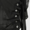 Fitted blouse with a draped front and voluminous sleeves
