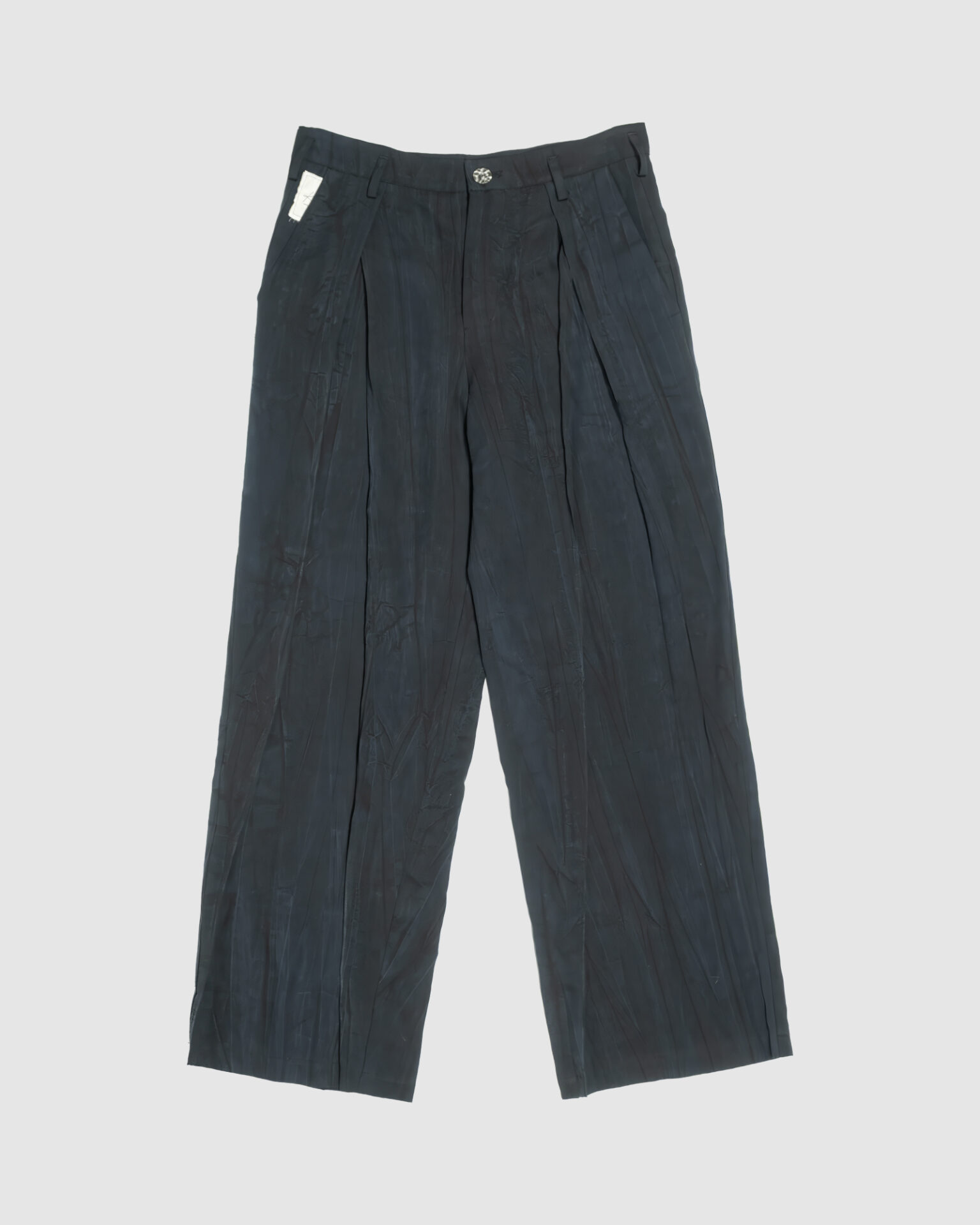 trousers with overlapping pleats bluish black trousers with overlapping pleats bluish black