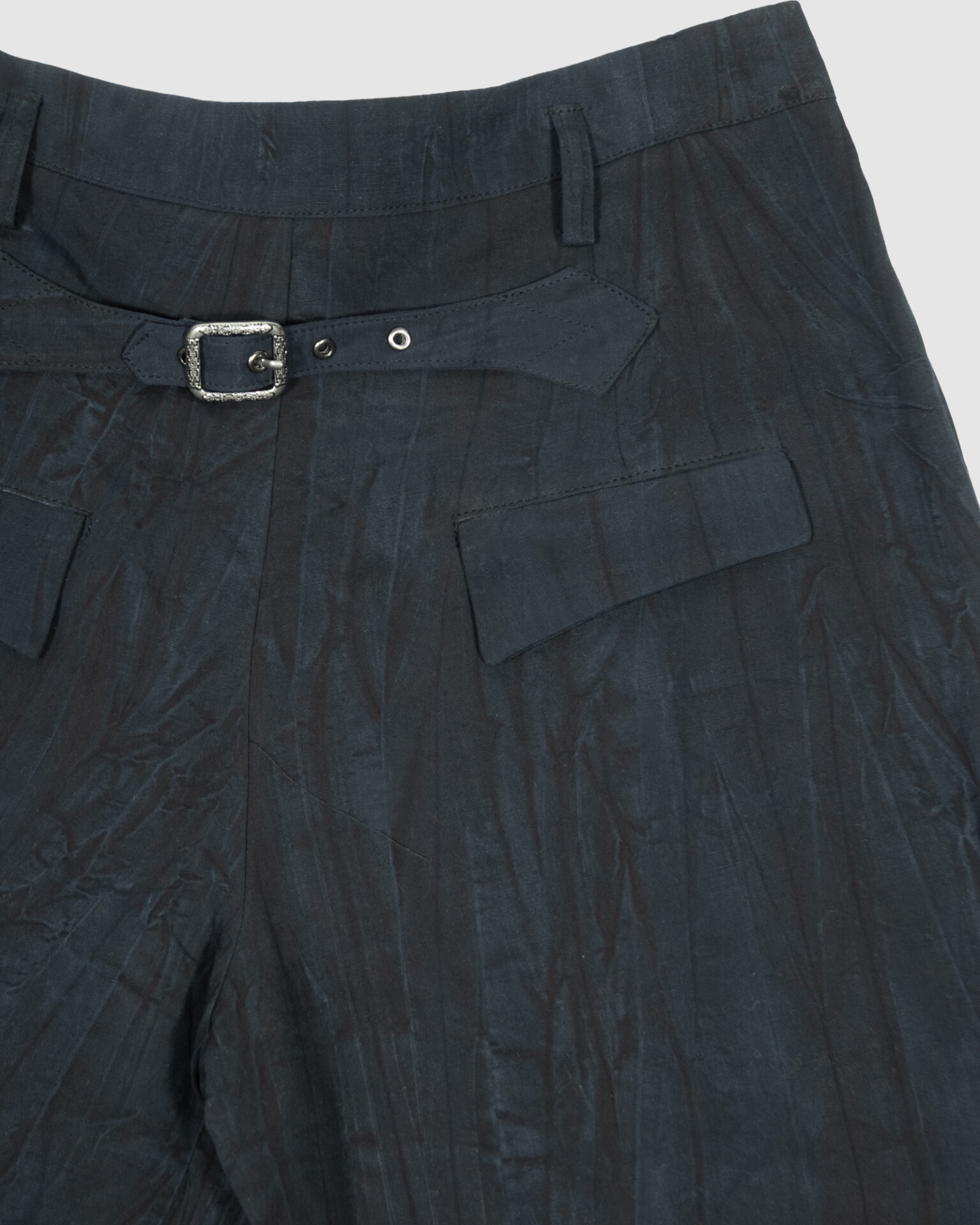 trousers with overlapping pleats bluish black