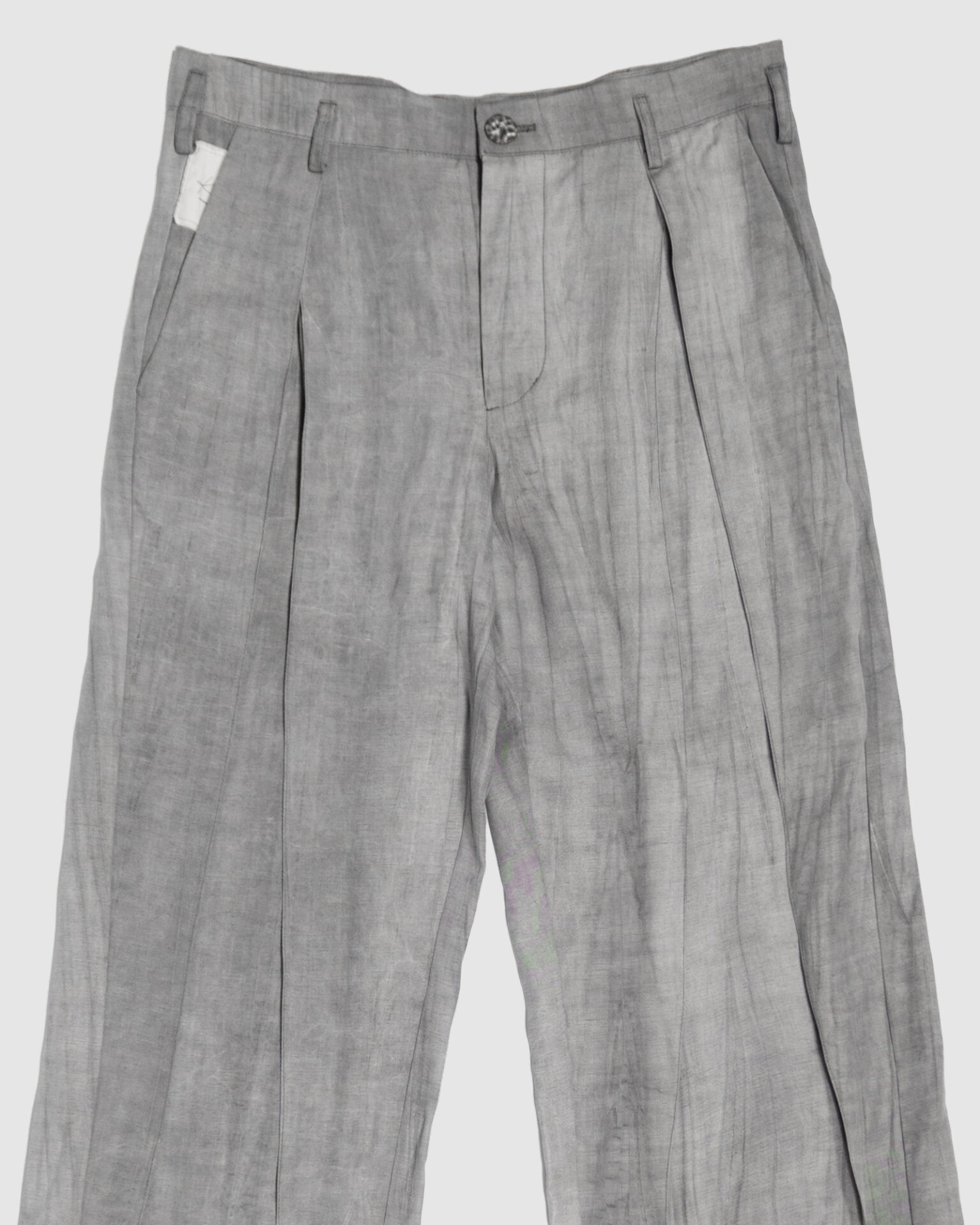 trousers with overlapping pleats grey