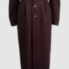 Coat with draped sleeves