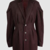 Coat with draped sleeves