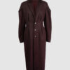 Coat with draped sleeves