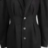 Coat with draped sleeves