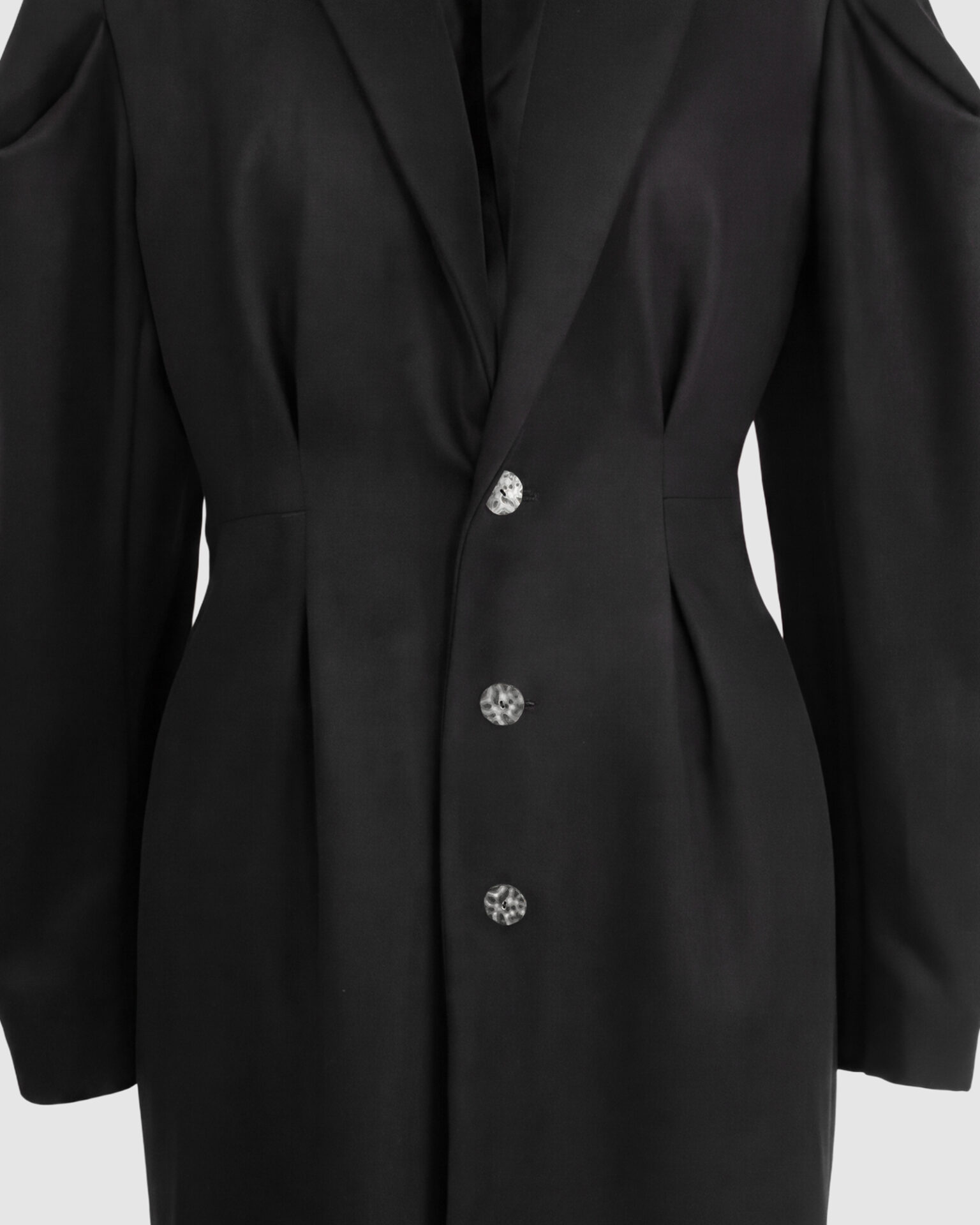 Coat with draped sleeves
