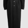 Coat with draped sleeves
