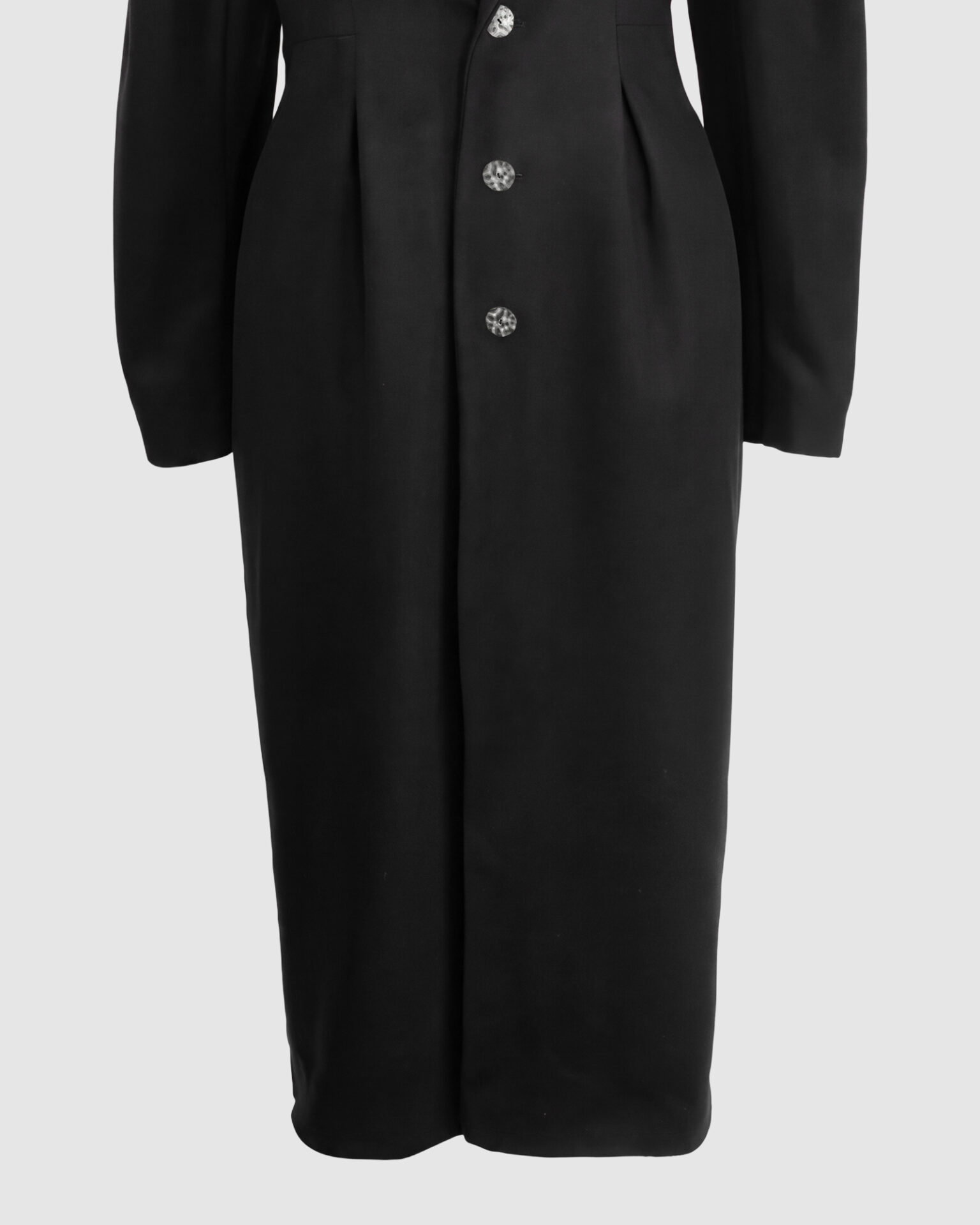Coat with draped sleeves