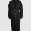 Coat with draped sleeves