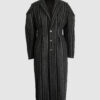 Coat with draped sleeves