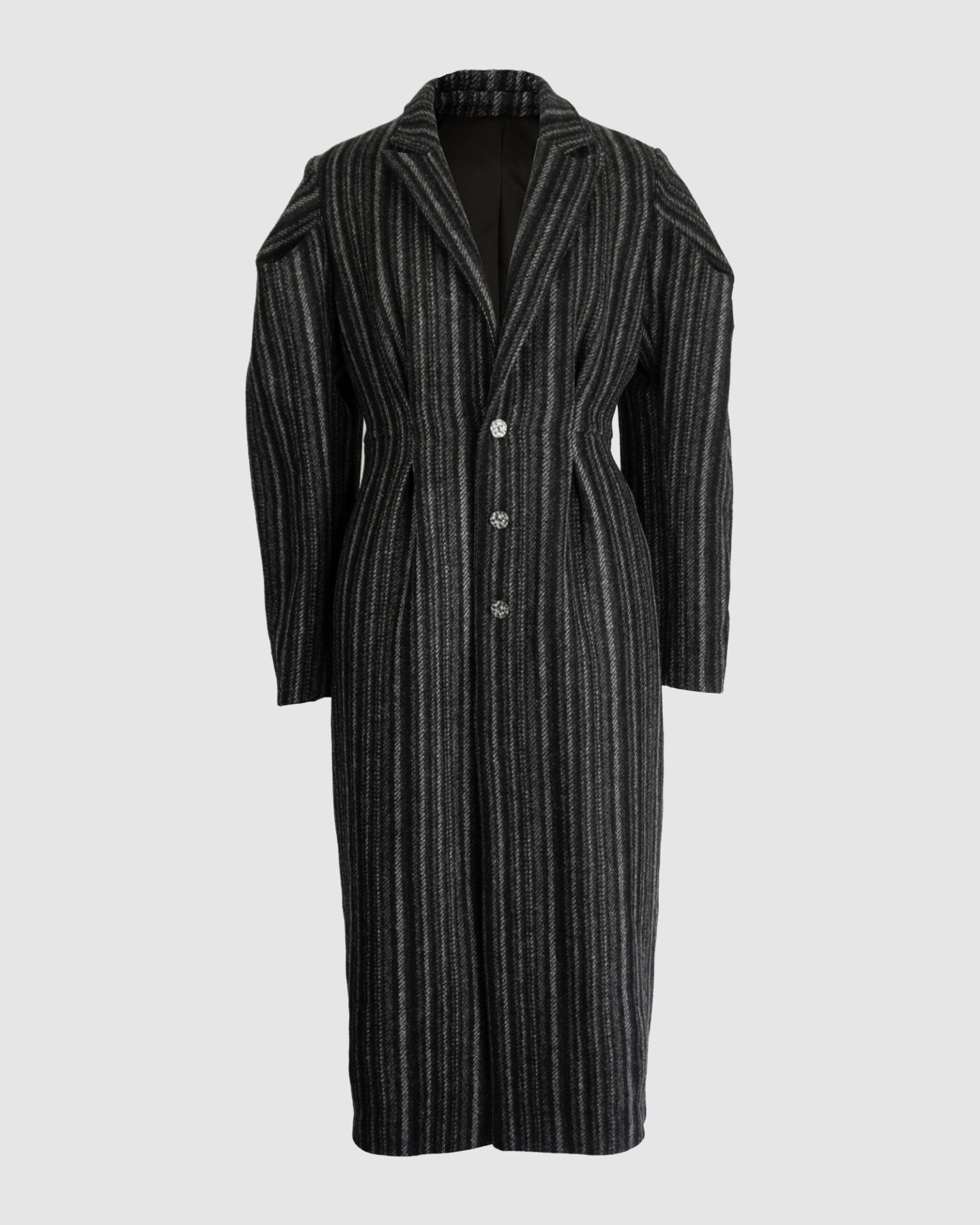 Coat with draped sleeves