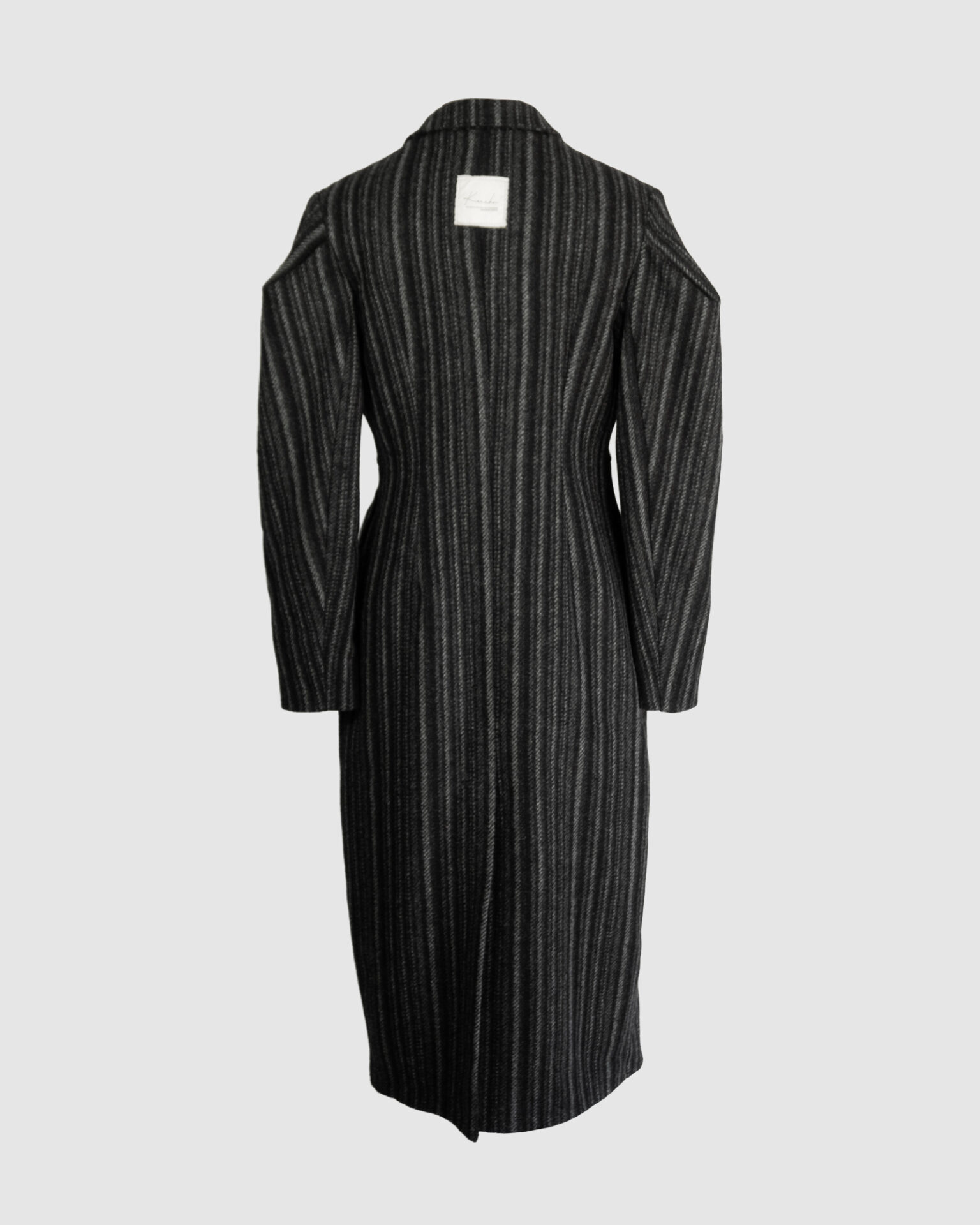 Coat with draped sleeves