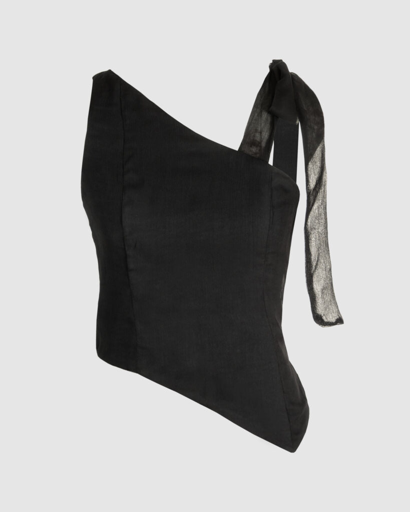 Asymmetric bustier top